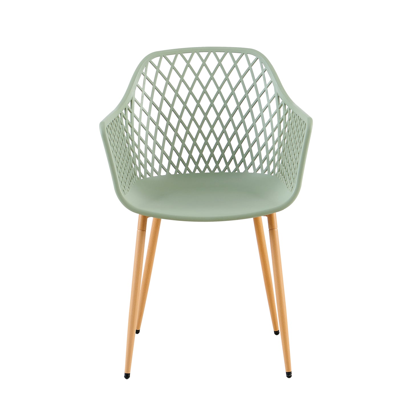 ROME Eetkamerstoelen met opengewerkte armleuningen, gemaakt van PP-materiaal (set van 4/6) - Grijsgroen