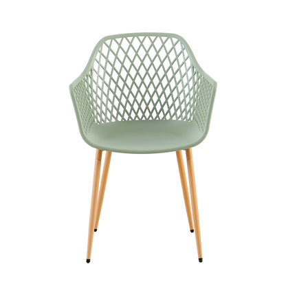 ROME Eetkamerstoelen met opengewerkte armleuningen, gemaakt van PP-materiaal (set van 4/6) - Grijsgroen