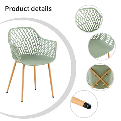 ROME Eetkamerstoelen met opengewerkte armleuningen, gemaakt van PP-materiaal (set van 4/6) - Grijsgroen