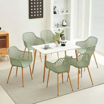 ROME Eetkamerstoelen met opengewerkte armleuningen, gemaakt van PP-materiaal (set van 4/6) - Grijsgroen