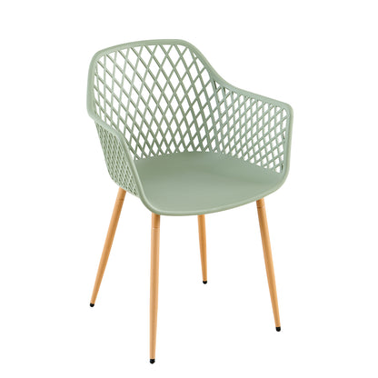 ROME Eetkamerstoelen met opengewerkte armleuningen, gemaakt van PP-materiaal (set van 4/6) - Grijsgroen