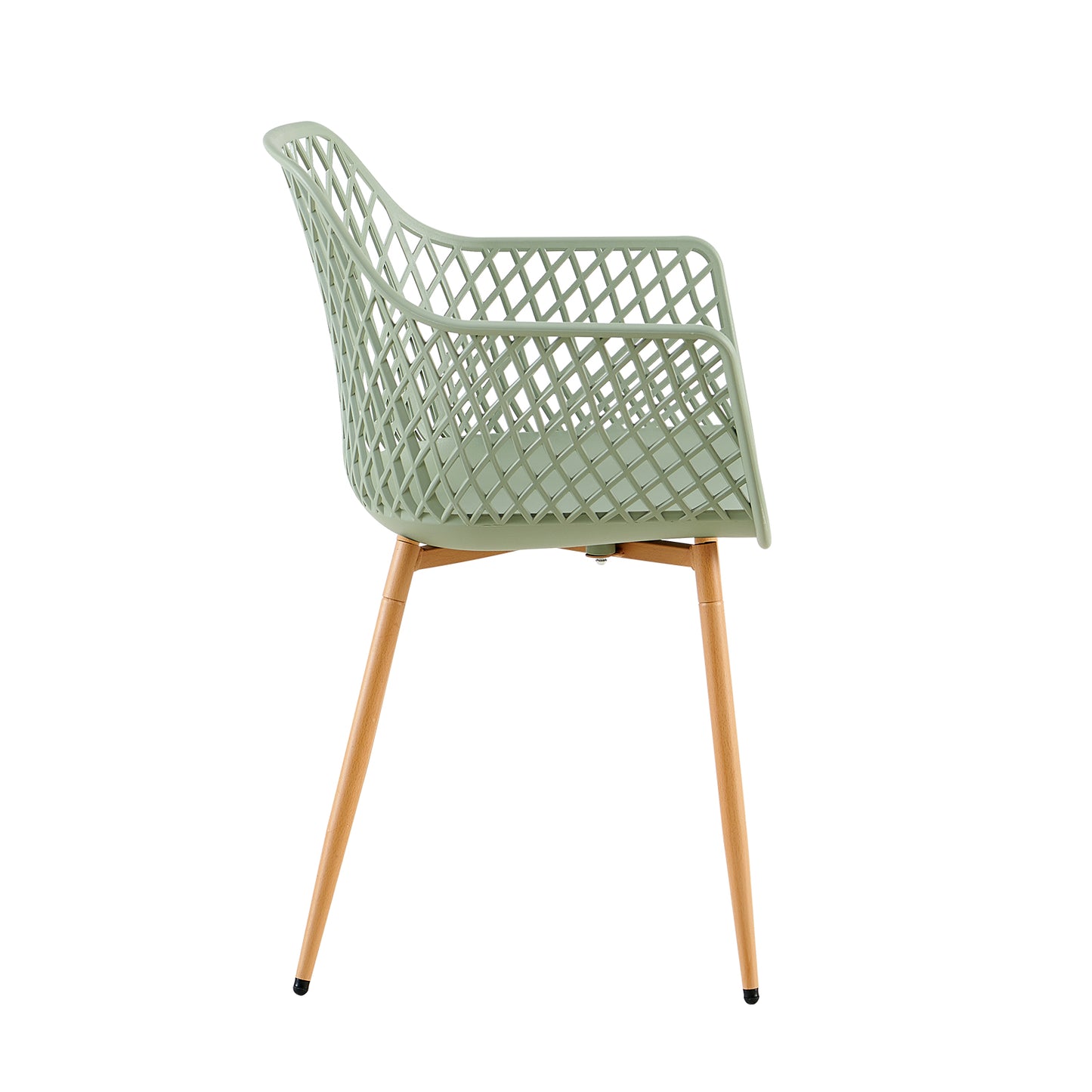 ROME Eetkamerstoelen met opengewerkte armleuningen, gemaakt van PP-materiaal (set van 4/6) - Grijsgroen