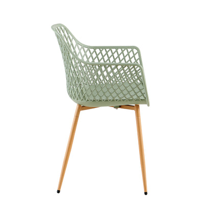 ROME Eetkamerstoelen met opengewerkte armleuningen, gemaakt van PP-materiaal (set van 4/6) - Grijsgroen