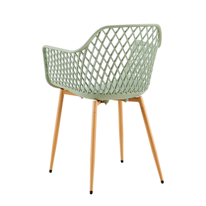 ROME Eetkamerstoelen met opengewerkte armleuningen, gemaakt van PP-materiaal (set van 4/6) - Grijsgroen