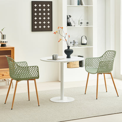 ROME Eetkamerstoelen met opengewerkte armleuningen, gemaakt van PP-materiaal (set van 4/6) - Grijsgroen