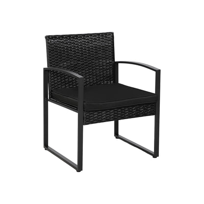 5-delige rotan tuinset, 2 fauteuils + 2 voetenbankjes + 1 tafel - zwart