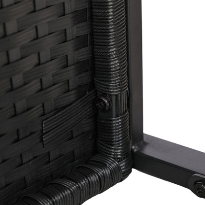 5-delige rotan tuinset, 2 fauteuils + 2 voetenbankjes + 1 tafel - zwart