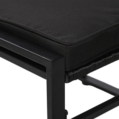 5-delige rotan tuinset, 2 fauteuils + 2 voetenbankjes + 1 tafel - zwart