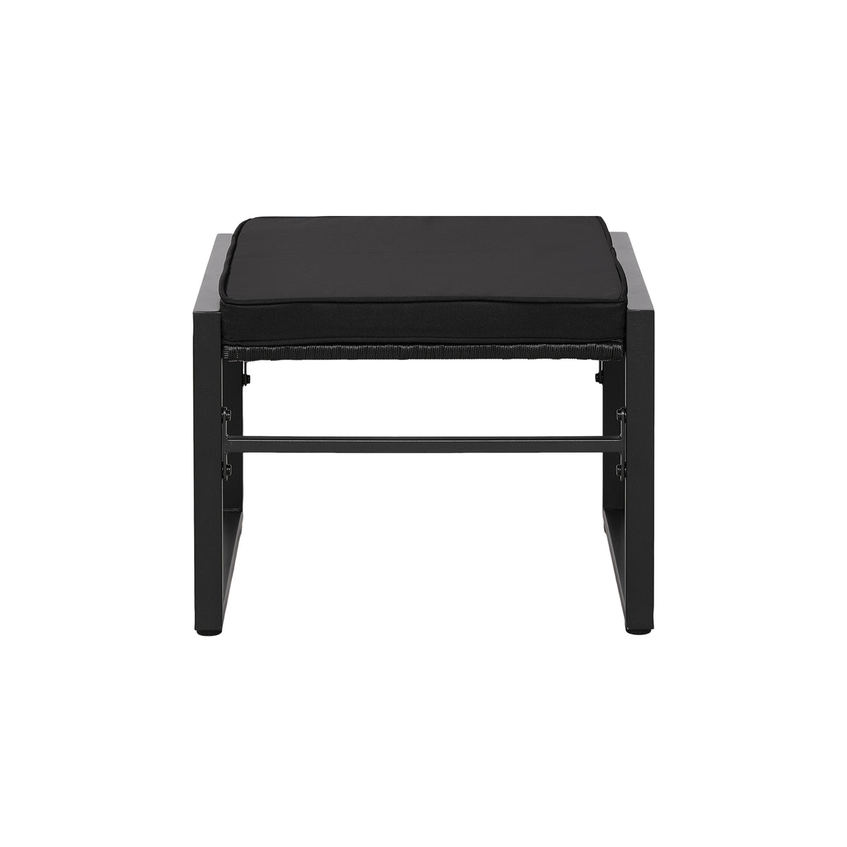 5-delige rotan tuinset, 2 fauteuils + 2 voetenbankjes + 1 tafel - zwart