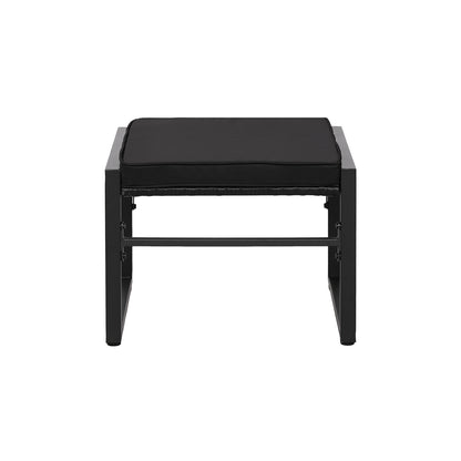 5-delige rotan tuinset, 2 fauteuils + 2 voetenbankjes + 1 tafel - zwart