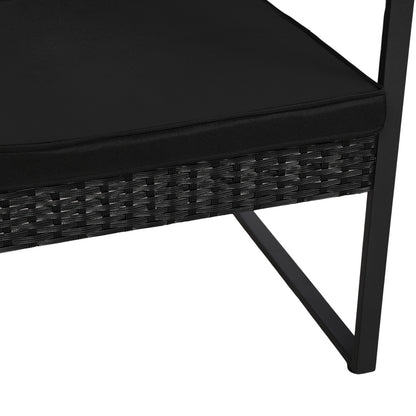 5-delige rotan tuinset, 2 fauteuils + 2 voetenbankjes + 1 tafel - zwart