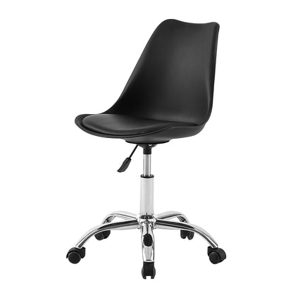 TULIP Plastic Bureaustoel Minimalistische Stoel set van 1 - Wit/Zwart