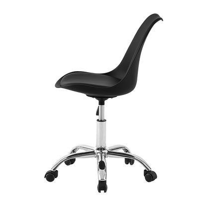 TULIP Plastic Bureaustoel Minimalistische Stoel set van 1 - Wit/Zwart
