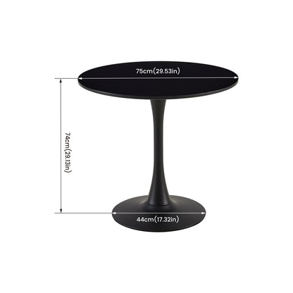 TULIP Ronde Eettafel zonder Kieren, 75 cm - Zwart/Wit/Marmereffect
