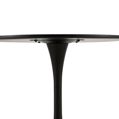 TULIP Ronde Eettafel zonder Kieren, 75 cm - Zwart/Wit/Marmereffect