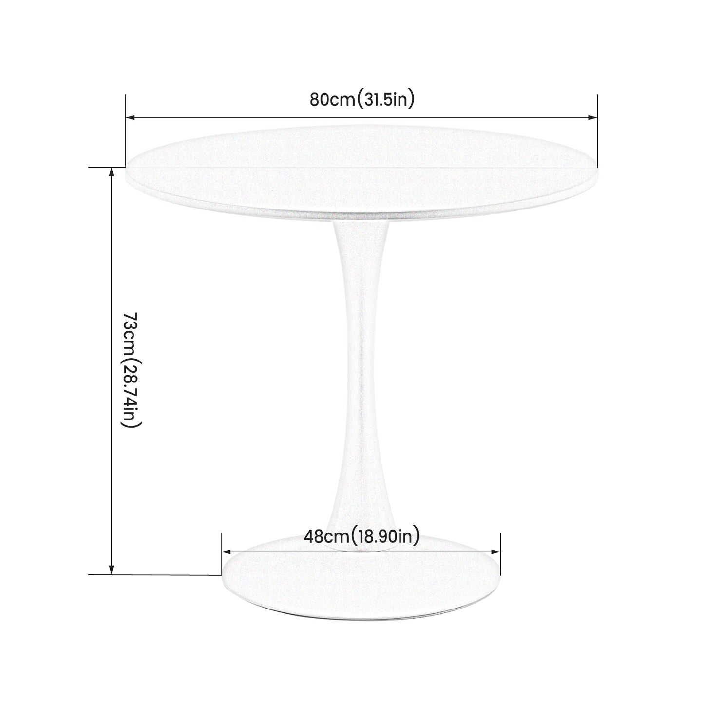 TULIP Trestle Eettafel 80cm - Wit/Zwart/Marmer/Gray