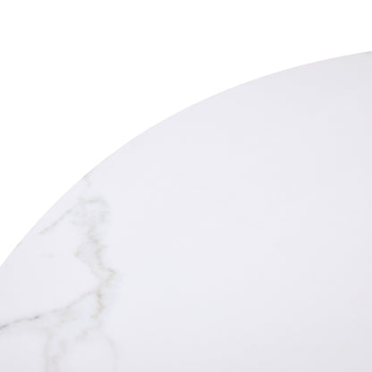 TULIP Ronde Eettafel zonder Kieren, 75 cm - Zwart/Wit/Marmereffect