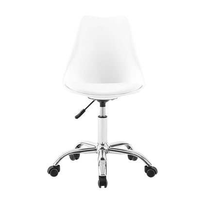 TULIP Plastic Bureaustoel Minimalistische Stoel set van 1 - Wit/Zwart