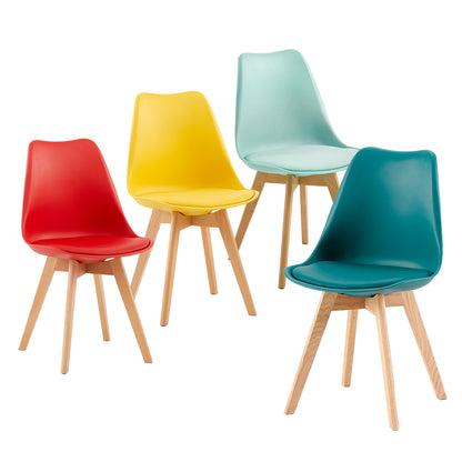 Moderne Tulp Eetkamerstoelen Set van 4 Kleurrijke Stoelen met Comfortabele Schuimkussens