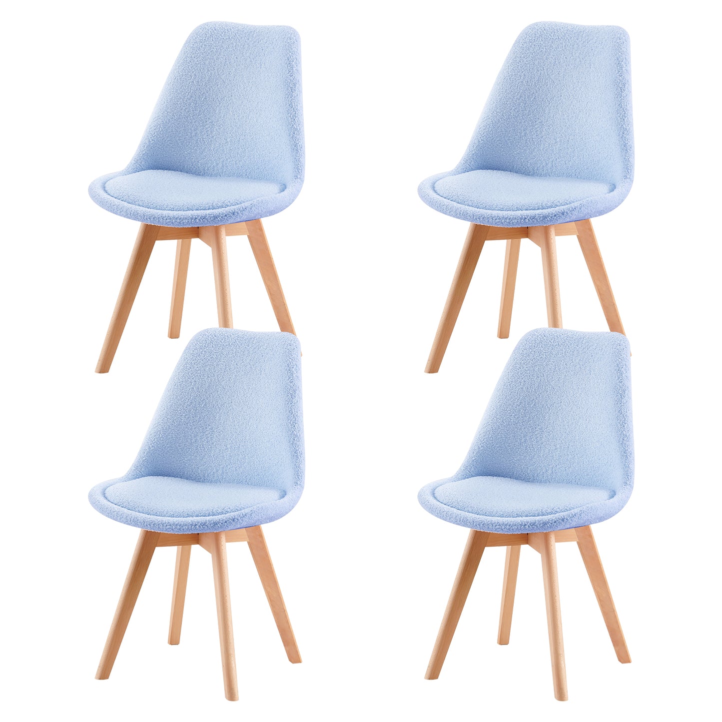 Kasjmier Gestoffeerde Eetkamerstoelen (Set van 2/4) - Wit/Roze/Lichtblauw - TULIP