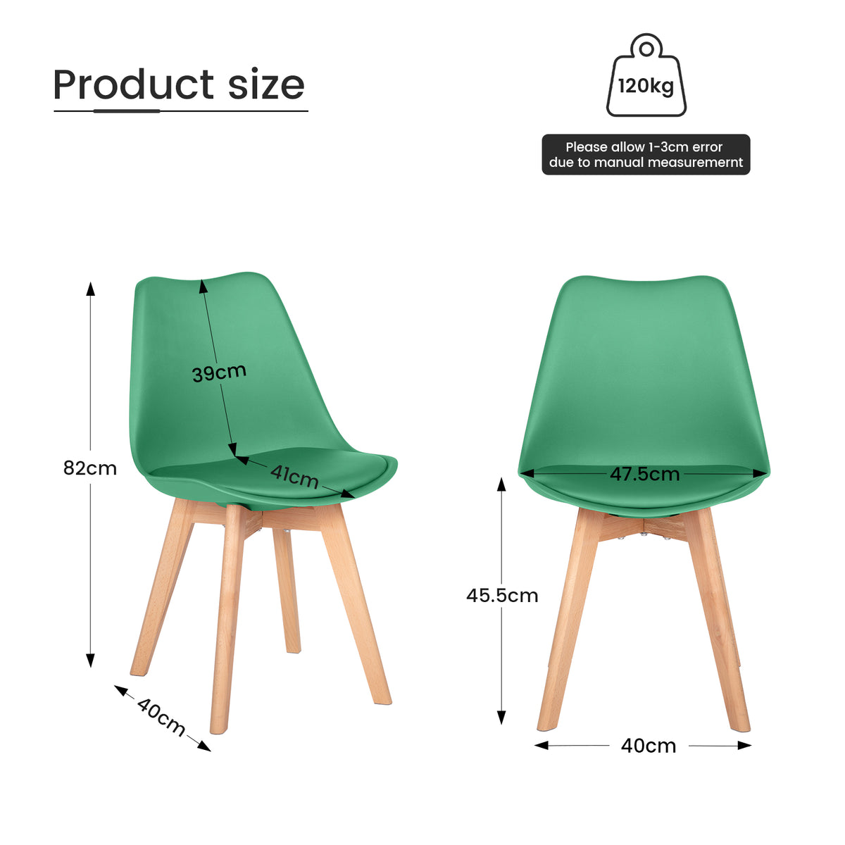 TULIP eetkamerstoelen set van 4 - Lake Green