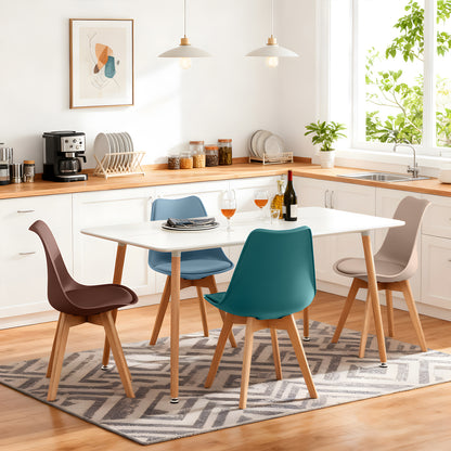 TULIP Zachte kunststof stoel, set van 4 in zachte kleuren