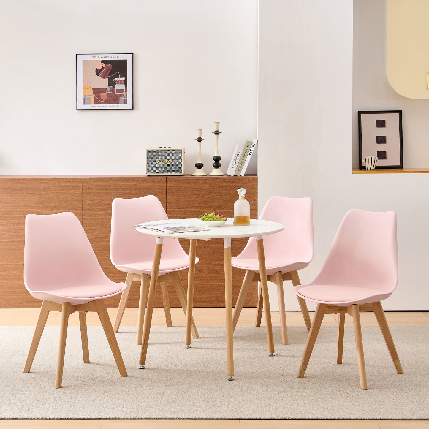 TULIP Gestoffeerde Eetkamerstoelen (Set van 2/4) - Roze