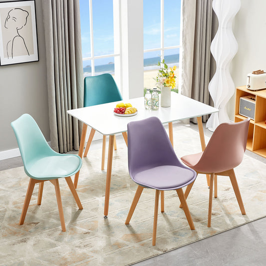 Moderne Tulp Eetkamerstoelen Set van 4 Kleurrijke Stoelen met Comfortabele Schuimkussens