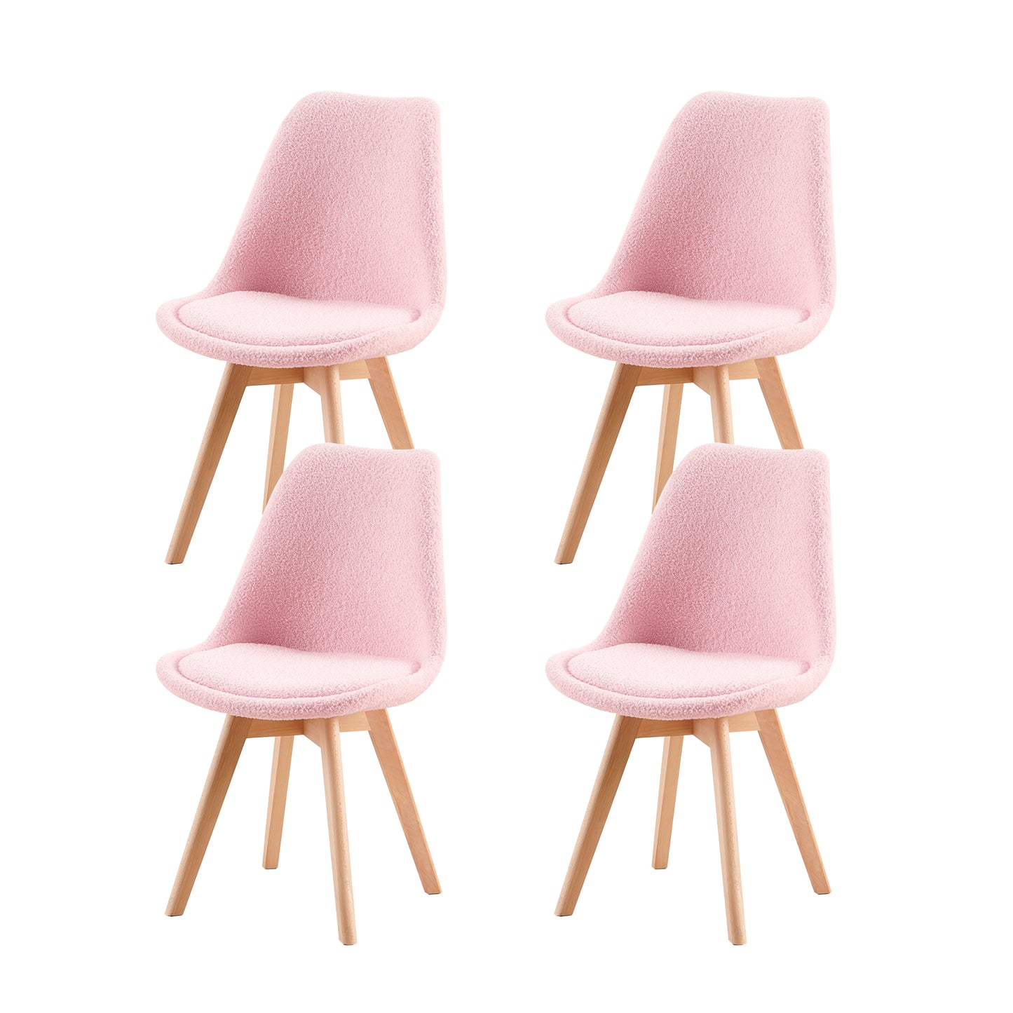 Kasjmier Gestoffeerde Eetkamerstoelen (Set van 2/4) - Wit/Roze/Lichtblauw - TULIP