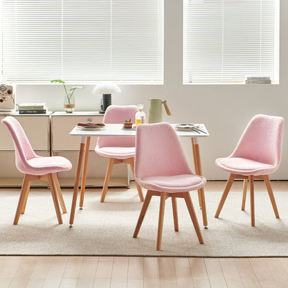 Kasjmier Gestoffeerde Eetkamerstoelen (Set van 2/4) - Wit/Roze/Lichtblauw - TULIP