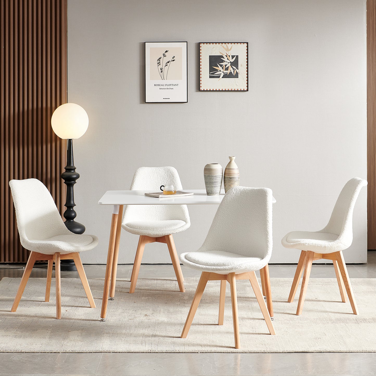 Kasjmier Gestoffeerde Eetkamerstoelen (Set van 2/4) - Wit/Roze/Lichtblauw - TULIP