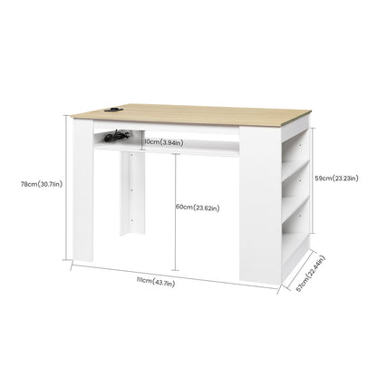 TURLEY Modern bartafel Bureautafel met vakken - Zwart/Wit