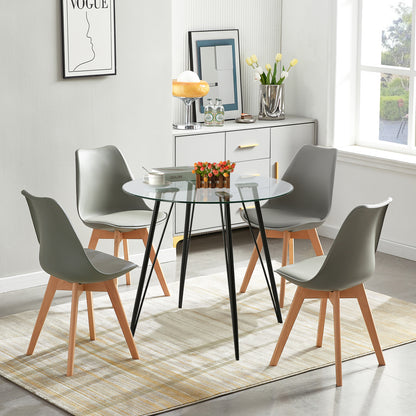 80 cm Ronde Tafel met Glasplaat en Zwarte IJzeren Haarspeldpoten – UDINEGL