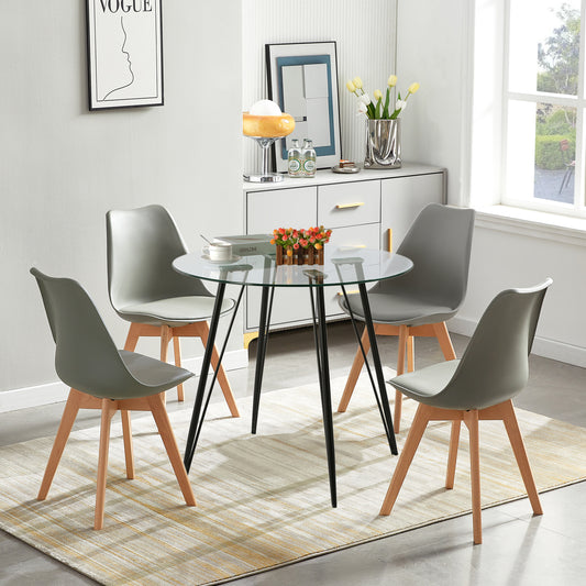 80 cm Ronde Tafel met Glasplaat en Zwarte IJzeren Haarspeldpoten – UDINEGL