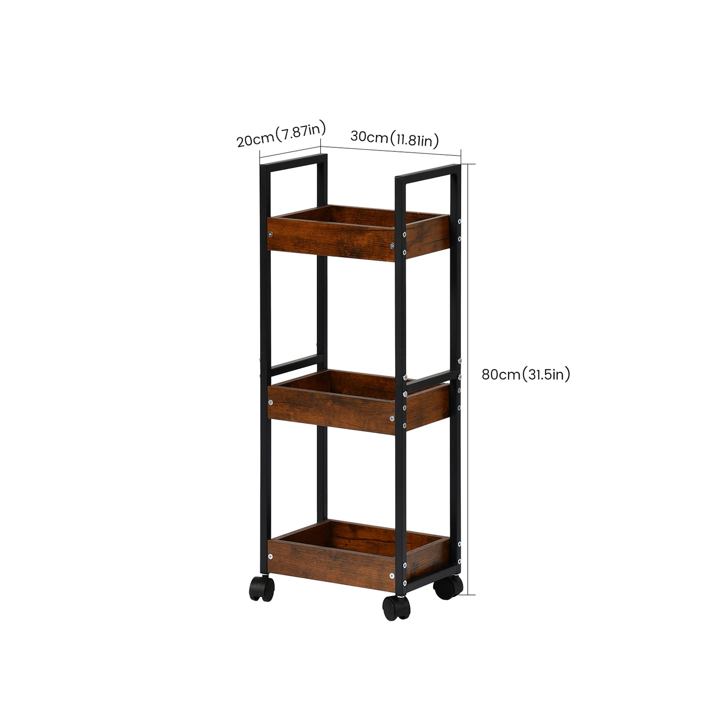 VERO Drie-Laags Opslagrek Make-up Opbergwagen - Fire/OAK Kleur