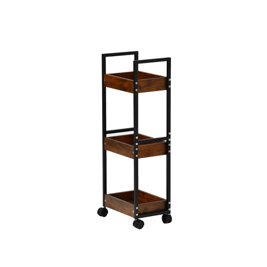 VERO Drie-Laags Opslagrek Make-up Opbergwagen - Fire/OAK Kleur