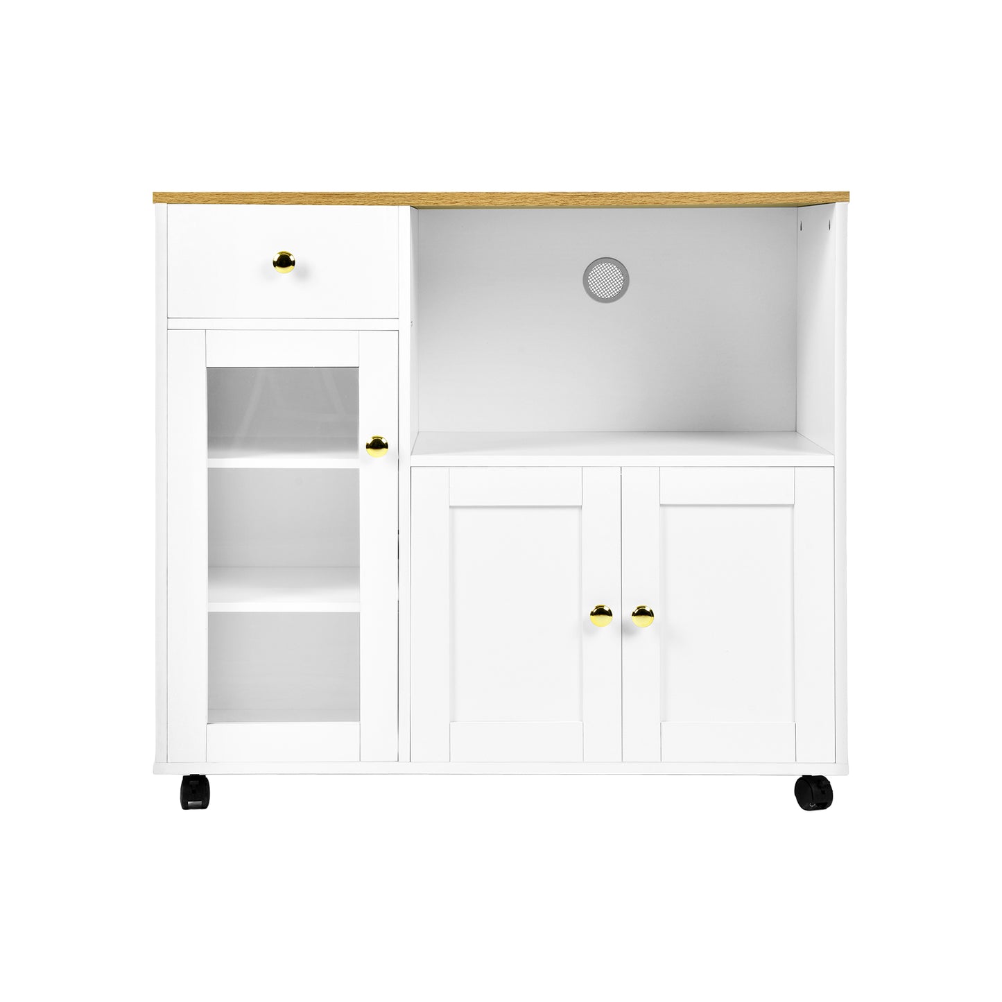 VIDOR Dressoir, keukenkast met magnetronrek - wit