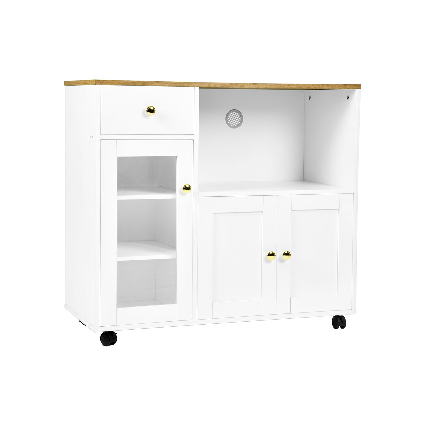 VIDOR Dressoir, keukenkast met magnetronrek - wit