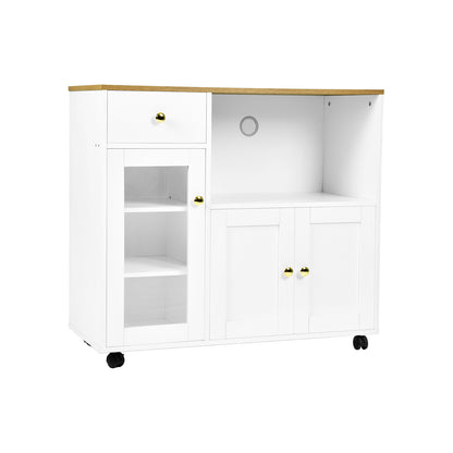 VIDOR Dressoir, keukenkast met magnetronrek - wit