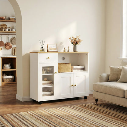 VIDOR Dressoir, keukenkast met magnetronrek - wit