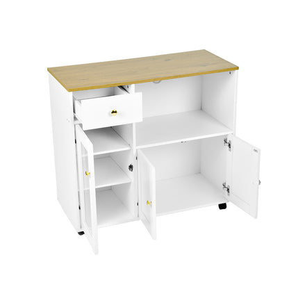 VIDOR Dressoir, keukenkast met magnetronrek - wit