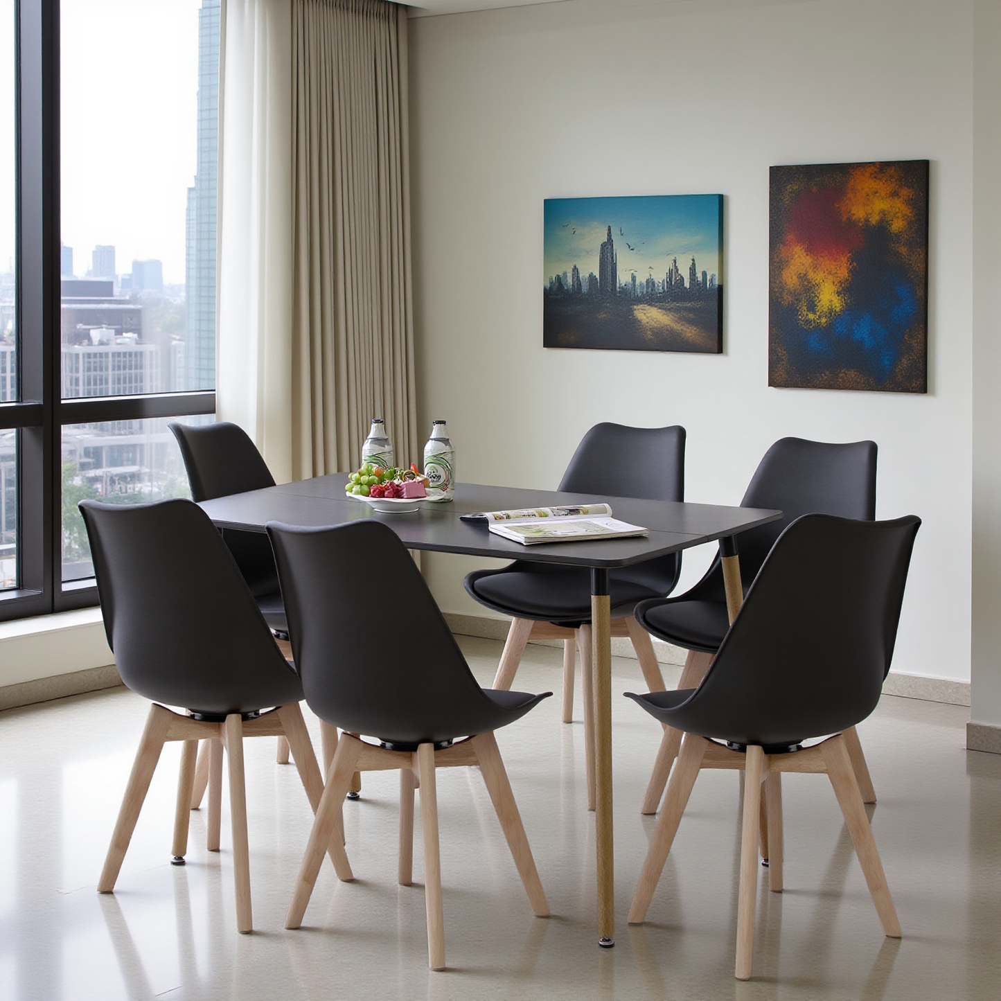 360° Armloze Draai Stoelen Set van 2/4 VINCO – Zwart/Wit/Grijs