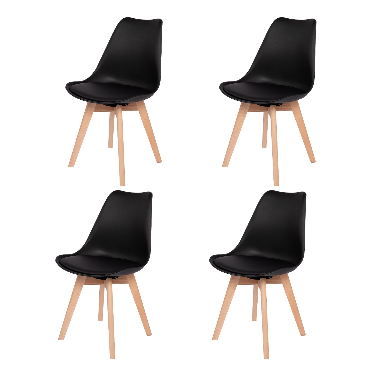 360° Armloze Draai Stoelen Set van 2/4 VINCO – Zwart/Wit/Grijs