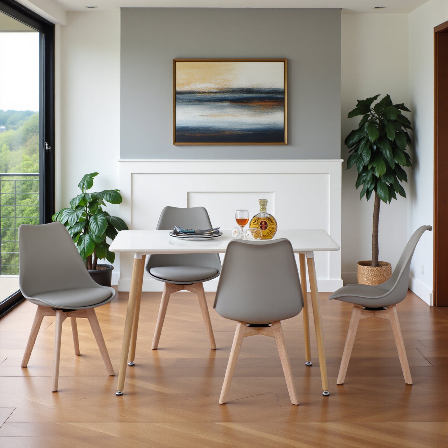 360° Armloze Draai Stoelen Set van 2/4 VINCO – Zwart/Wit/Grijs