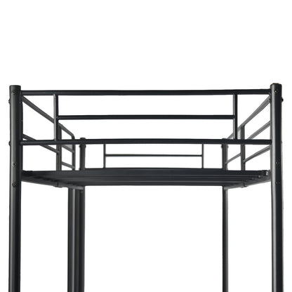 Loft Bed Frame van Metaal met Ingebouwde Ladder Zwart - WALDO