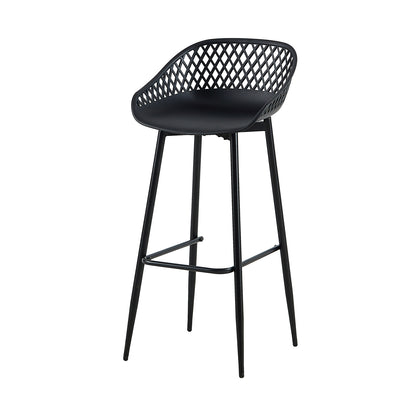Moderne ijzeren barkruk in industriële stijl Ademende holle rugleuning Set van 4- Zwart/Wit