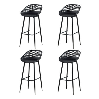 Moderne ijzeren barkruk in industriële stijl Ademende holle rugleuning Set van 4- Zwart/Wit