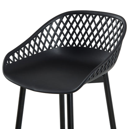 Moderne ijzeren barkruk in industriële stijl Ademende holle rugleuning Set van 4- Zwart/Wit