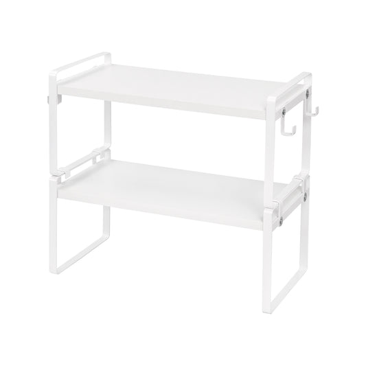 Stapelbare plank van 40 cm - Keuken-, badkamer- en woonkamerorganizerset van 2/4, WEEKI - Vuur/Hout/Wit